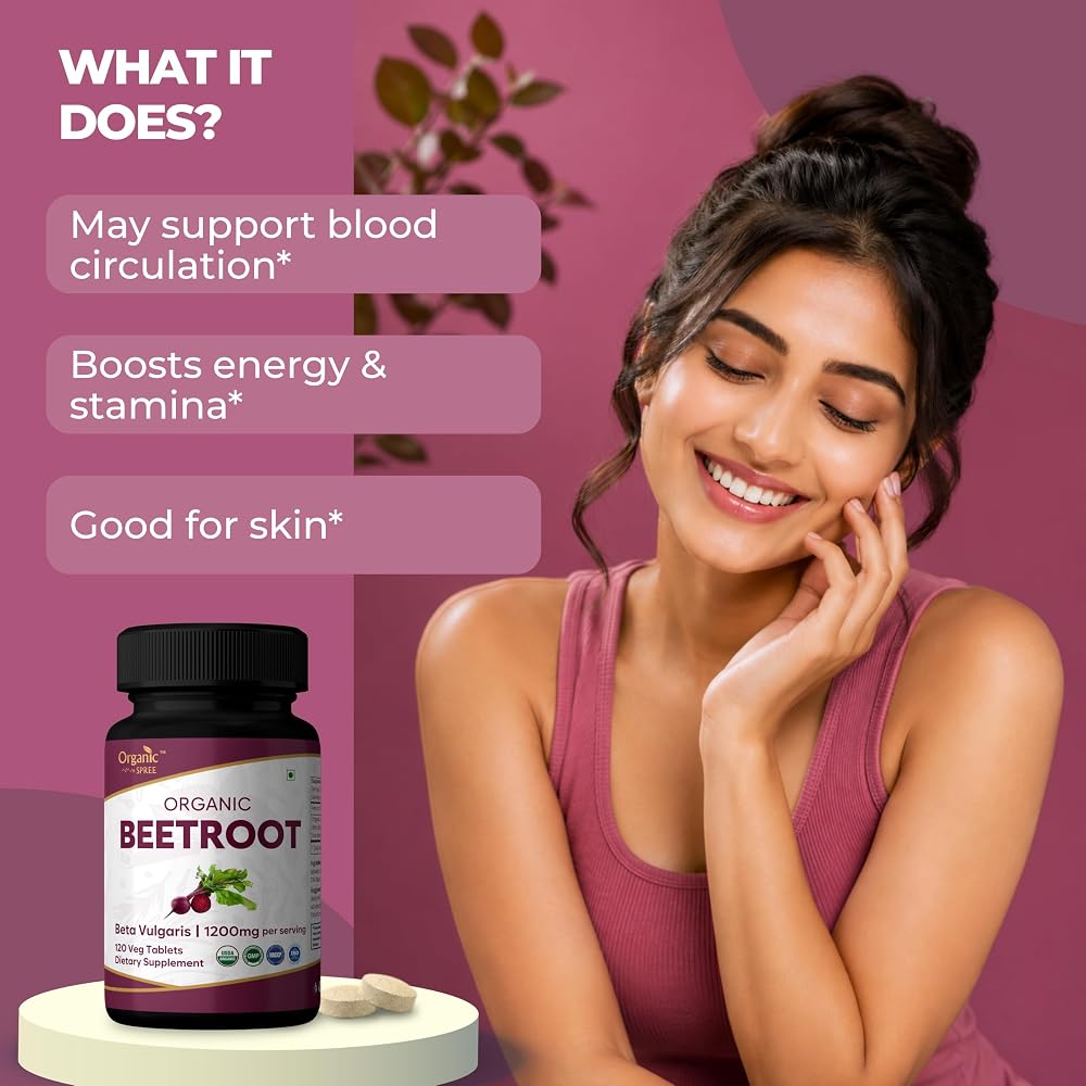ORGANIC SPREE Beetroot Tablets for Circulation Support - 120 Tablets - image 4