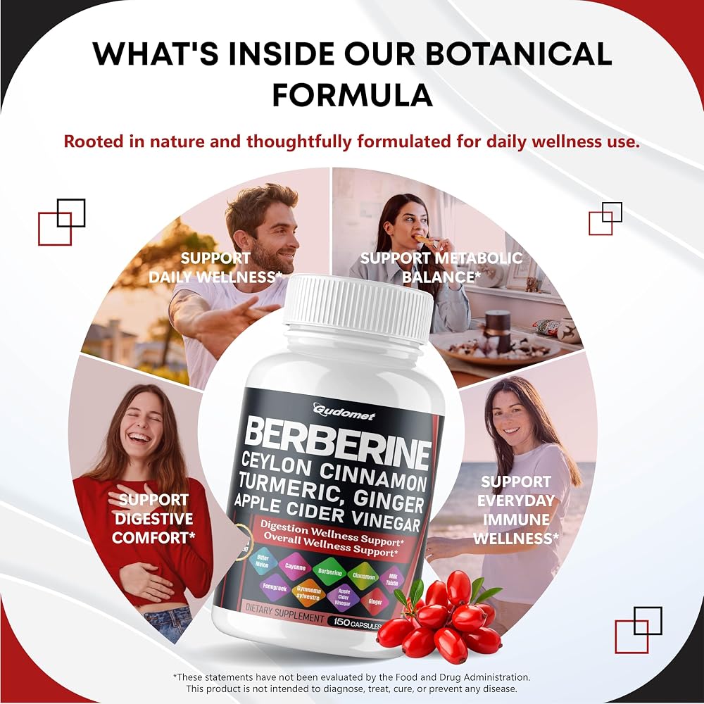 GUDOMET Berberine 14-in-1 Complex with Ceylon Cinnamon - 150 Capsules - image 3