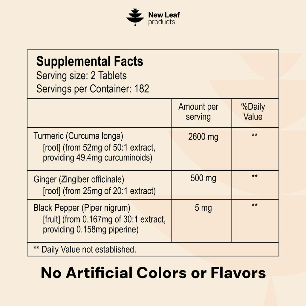 New Leaf Products Turmeric Curcumin with Black Pepper & Ginger 2000mg