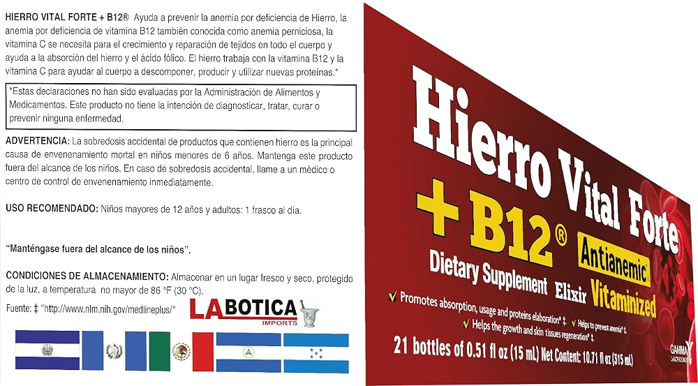 HIERRO VITAL 21 Count Forte + B12 Antianemic - 1 Liquid - image 3