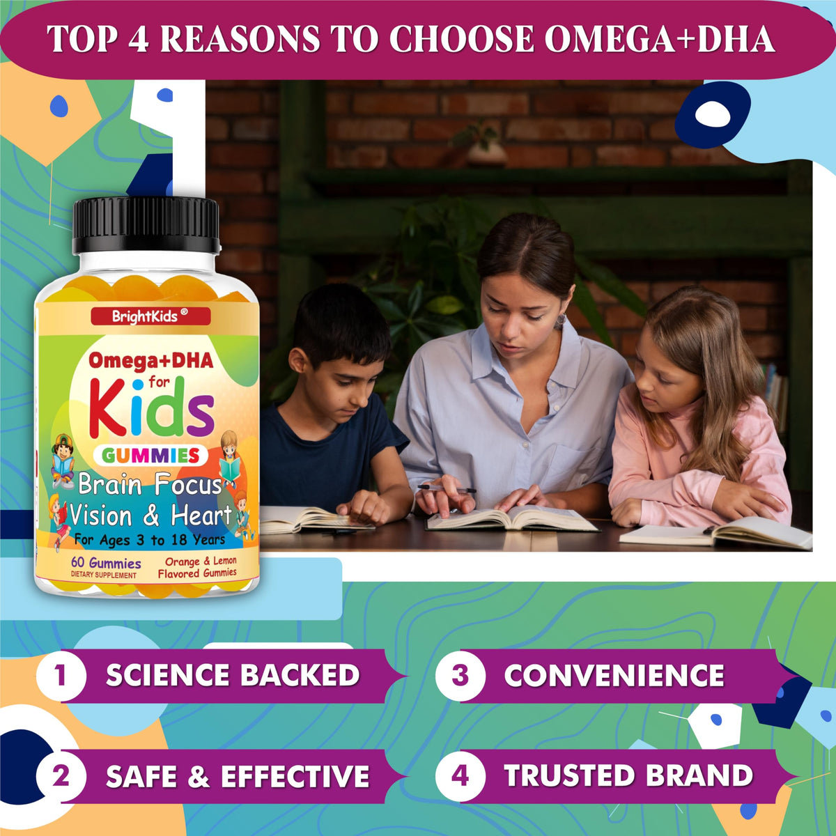 BrightKids Omega DHA Gummies for Kids & Teens - 60 Gummies - image 4