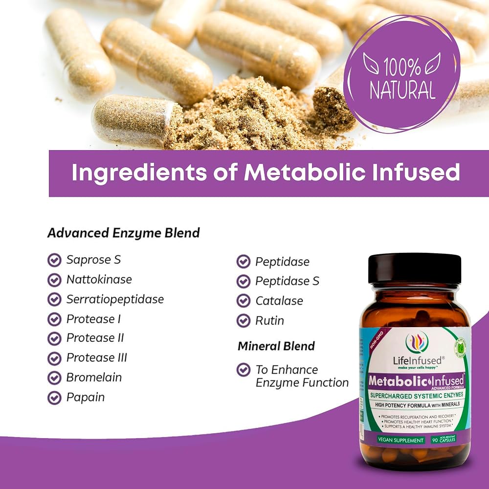 Life Infused Metabolic Serrapeptase Enzymes - 90 Capsules - image 2
