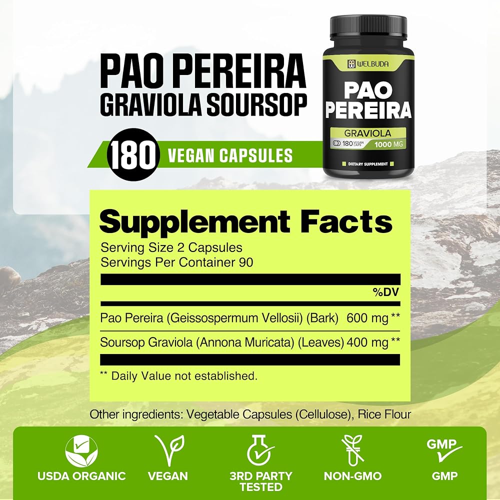 WELBUDA Pao Pereira & Graviola Immune Support - 180 Capsules - image 2