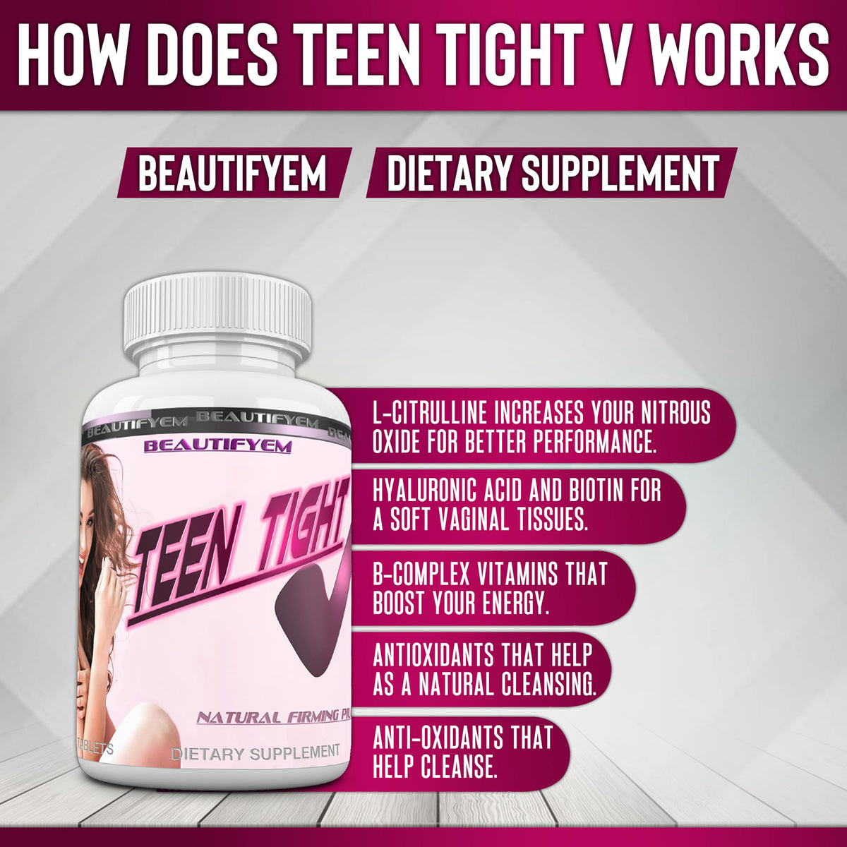 BEAUTIFYEM Teen Tight V Vaginal Tightening Tablets - 60 Tablets - image 2