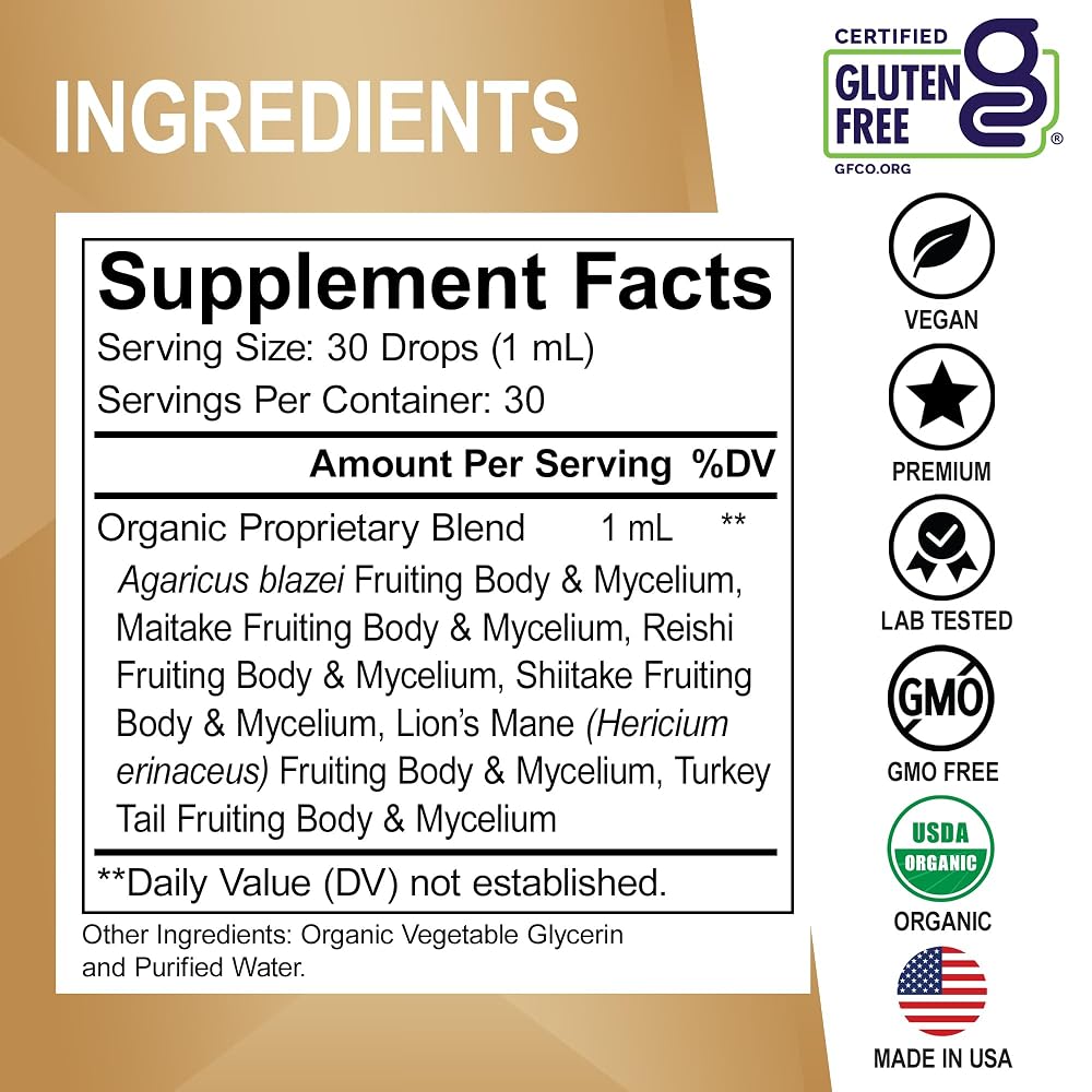 DR. BO Organic Lions Mane Mushroom Complex Liquid Drops - 1 Fl Oz - image 6