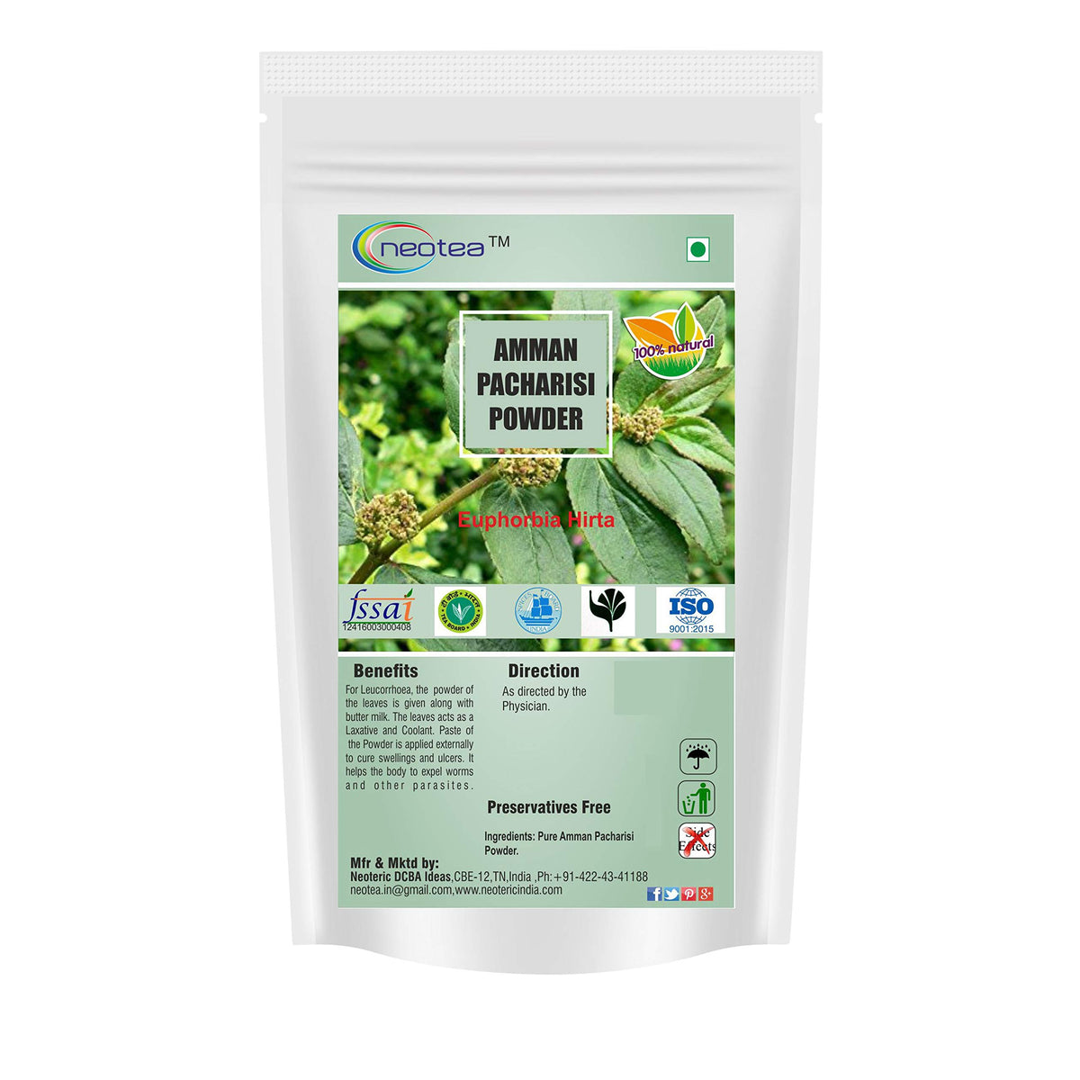 neotea Organic Euphorbia Hirta Powder for Immunity - 300 GM