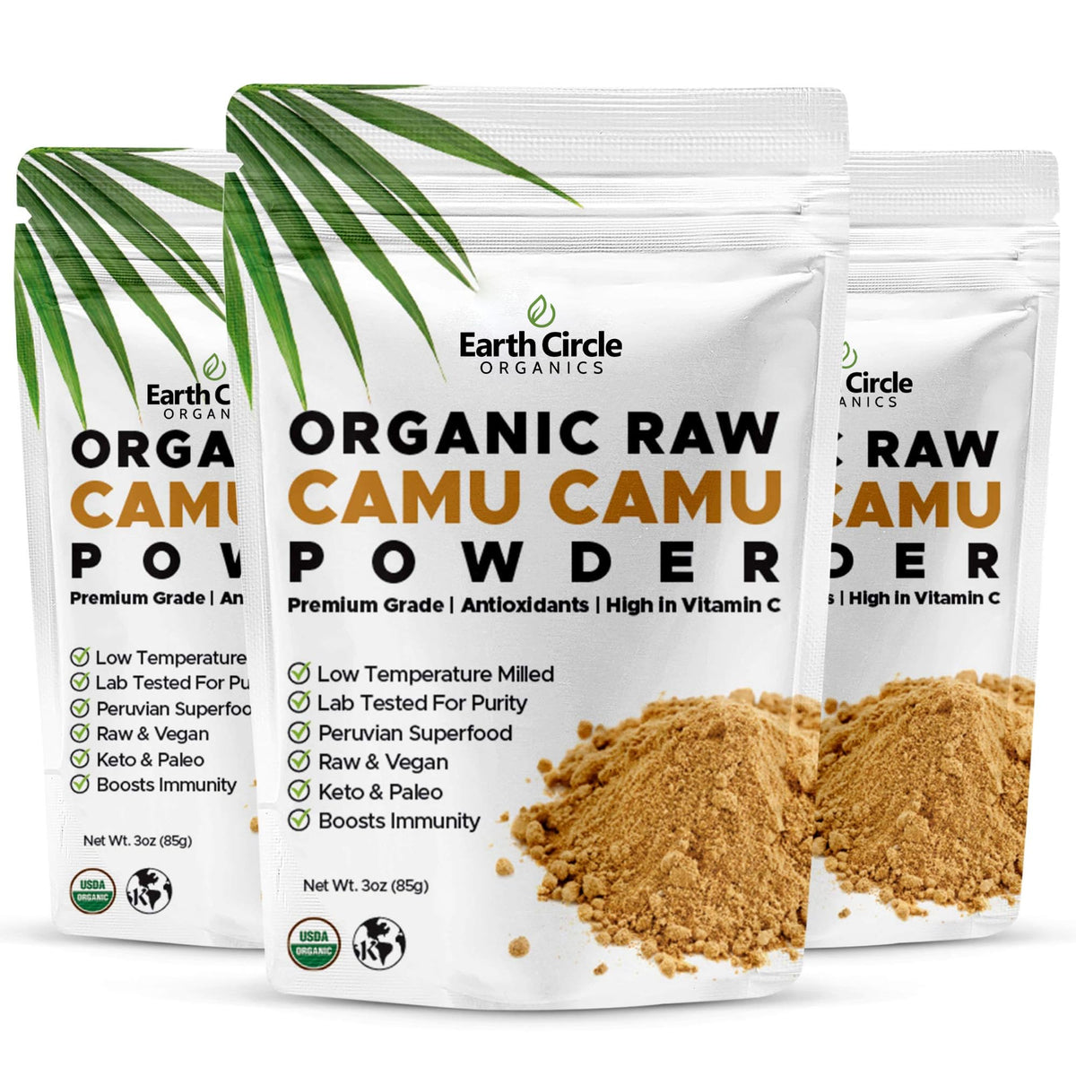 Earth Circle Organics Camu Camu Powder – Organic Vitamin C – 3oz (Pack of 3)