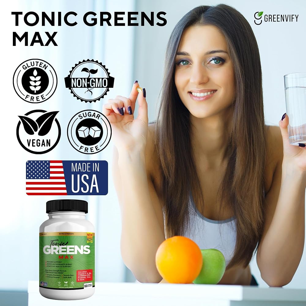 GREENVIFY Tonic Greens Max, Extra Strength Immune Support Supplement