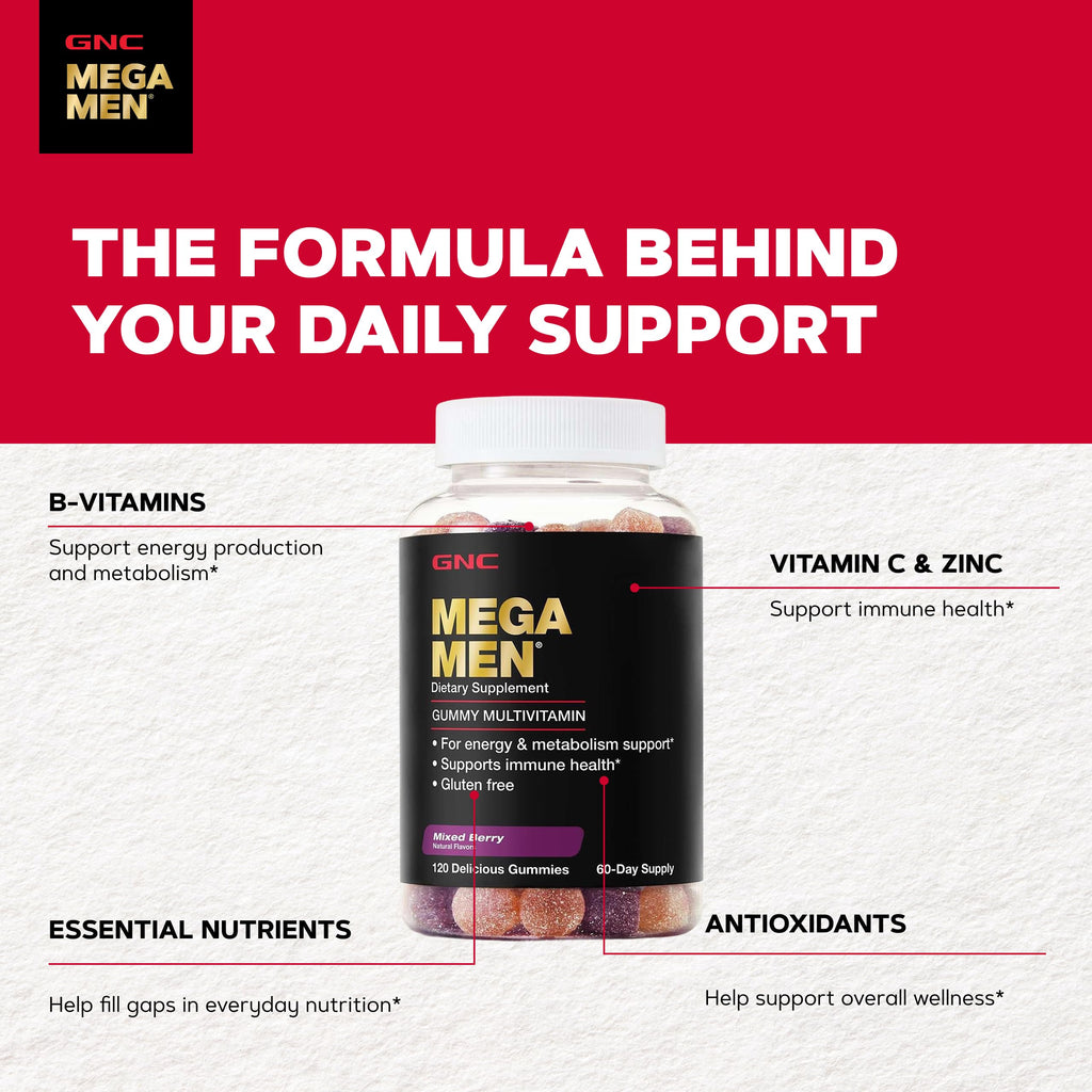 GNC Mega Men Multivitamin Gummy Mixed Berry - 120 Count - image 5