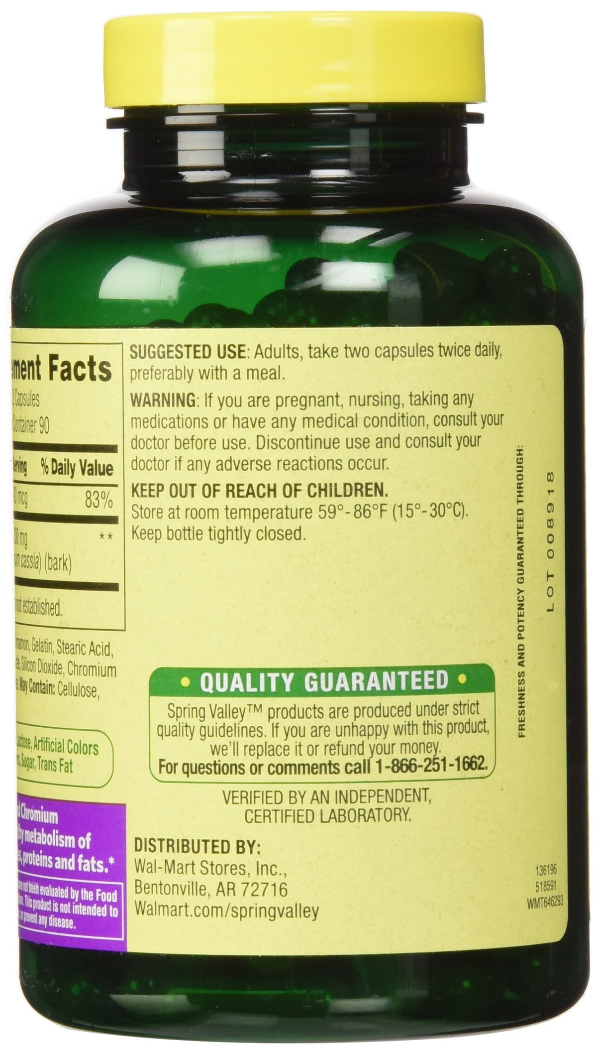Spring Valley Cinnamon 500mg Plus Chromium - 360 Capsules - image 3