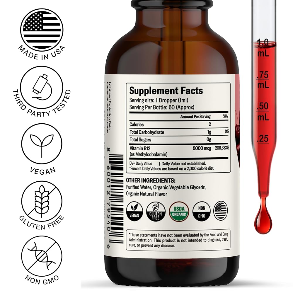 Nursh+ Boost Sublingual Vitamin B12 Liquid Drops 5000 mcg - 2 fl oz - image 2