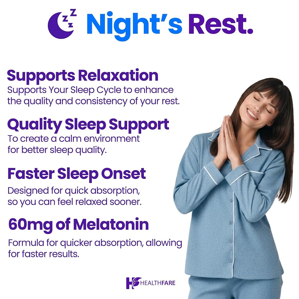 Healthfare Melatonin 60mg High-Strength Sleep Support - 180 Vegetarian Capsules - image 6