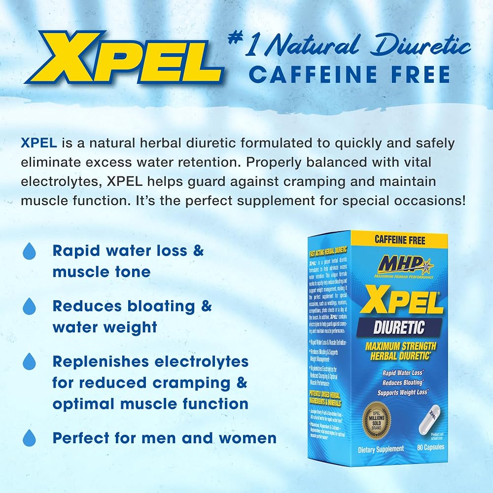 MHP Xpel Maximum Strength Diuretic Water Pills - 80 Capsules - image 3
