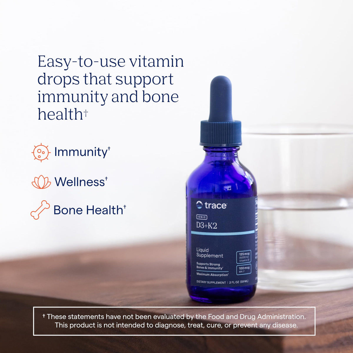 Trace Minerals Liquid Vitamin D3 + K2 5000 IU - 2 fl oz - image 2