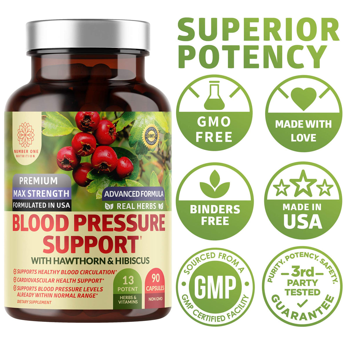 Number One Nutrition 2-Pack N1N Premium Blood Pressure Support