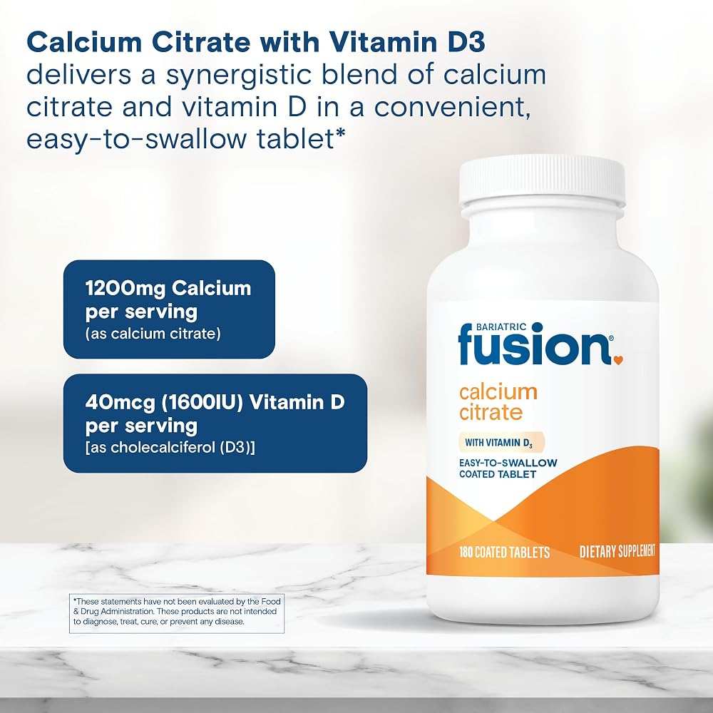 Bariatric Fusion Calcium Citrate with Vitamin D3 - 180 Tablets - image 5