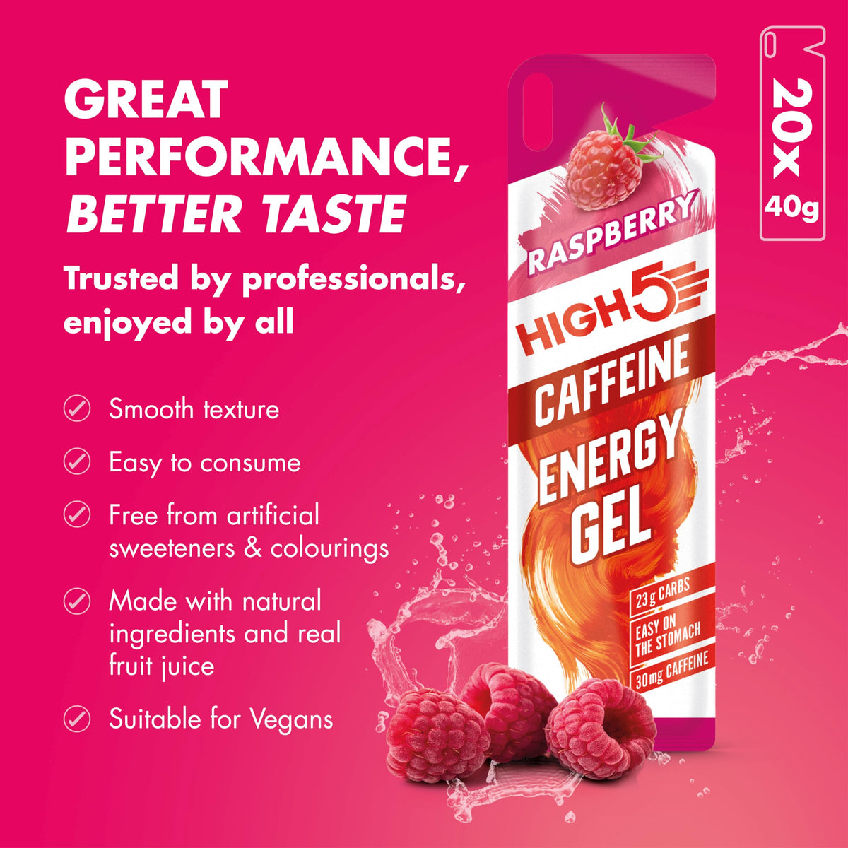 HIGH 5 Energy Gel Plus Raspberry - 20 Sachets - image 3