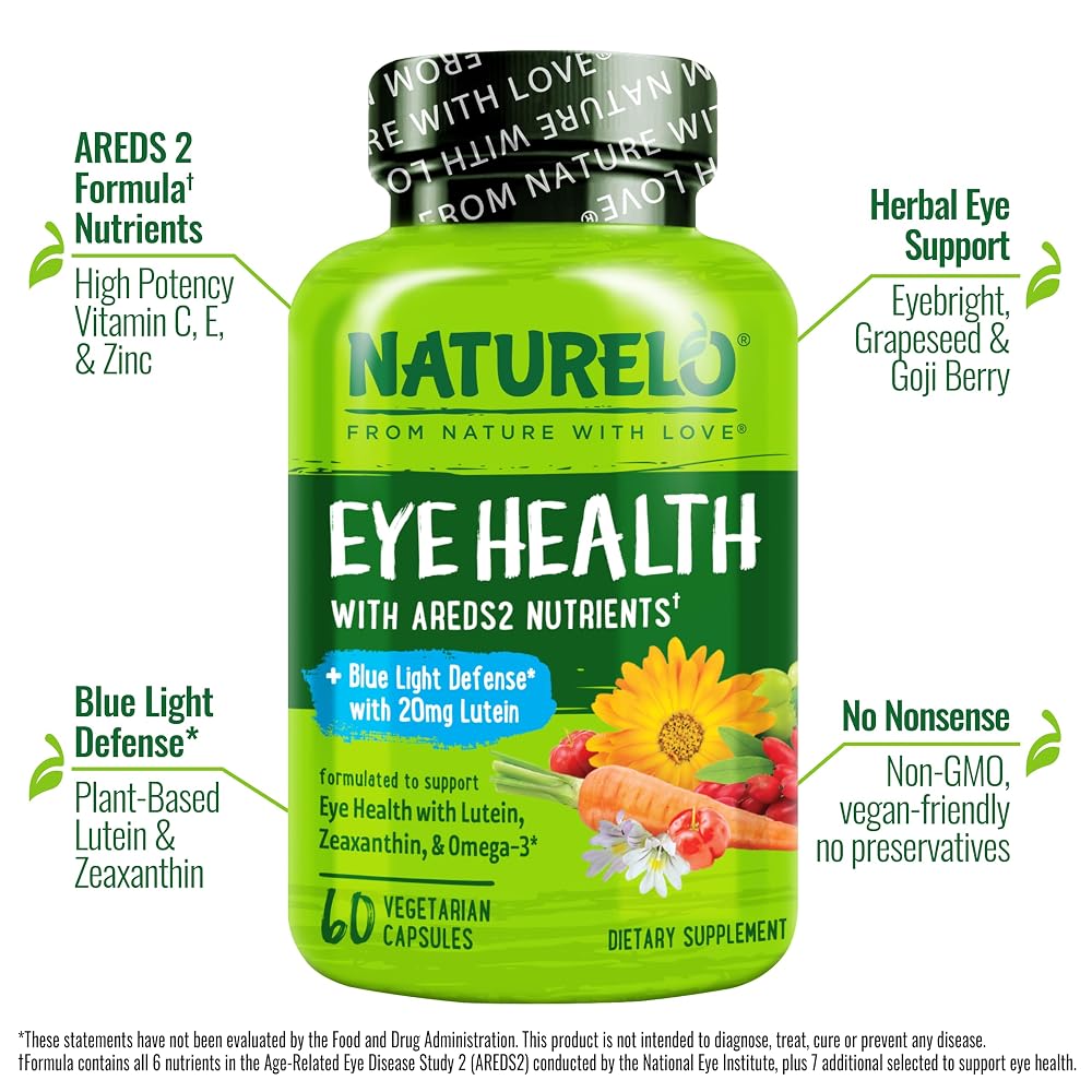 NATURELO Eye Vitamins AREDS 2 Formula - 120 Vegan Capsules - image 2