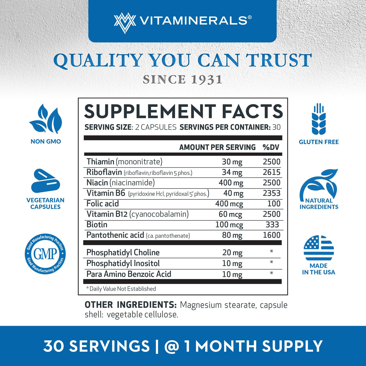 Vitaminerals Neurotex B-Complex Nervous System Support - 60 Capsules - image 4