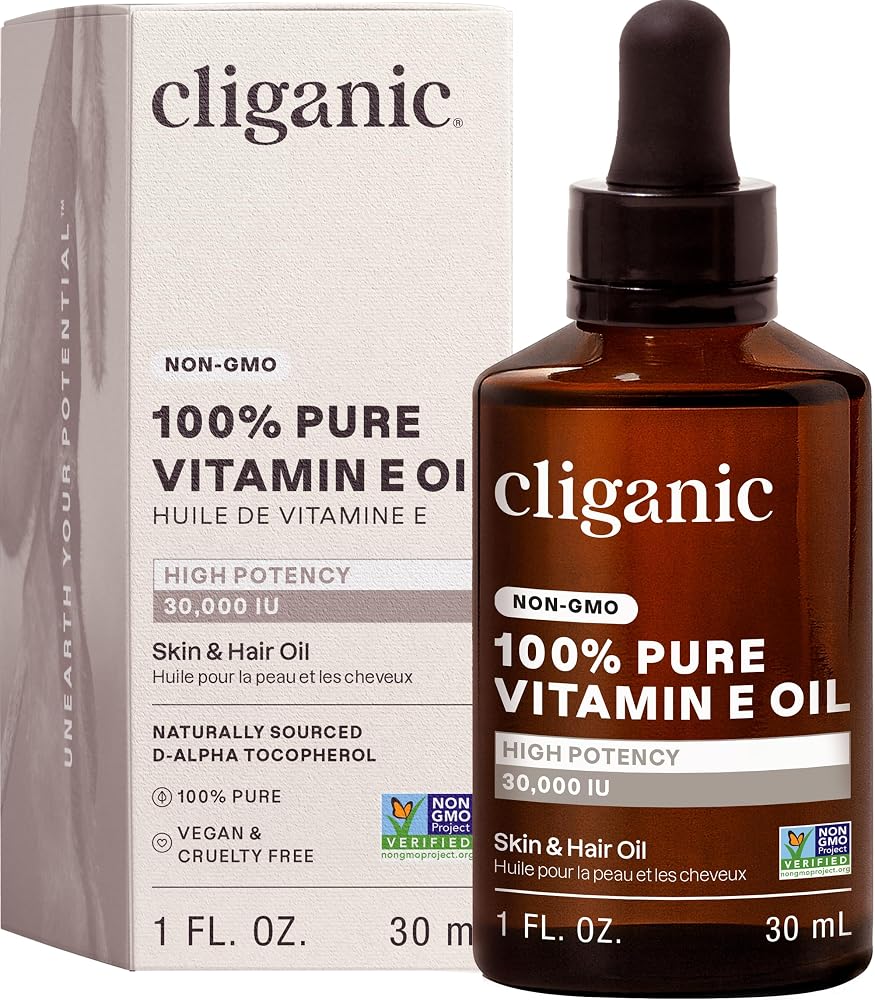 Cliganic 100% Pure Vitamin E Oil for Skin, Hair & Face