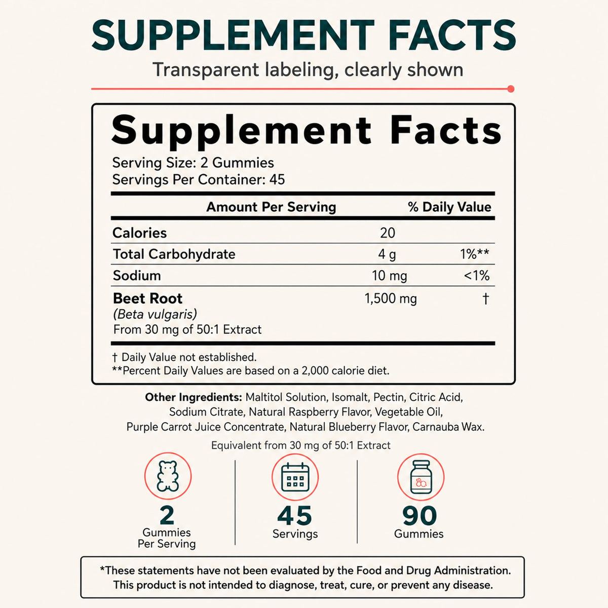 Eleva Nutrition Beet Root Gummies with Vitamin C & B9 - 90 Gummies - image 4