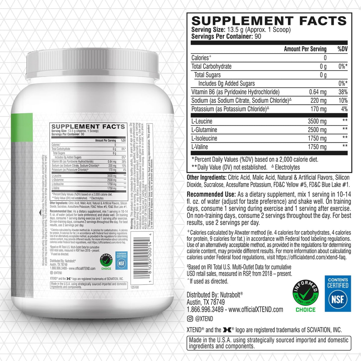 Xtend Original BCAA Powder 7g Amino Acids - 90 Servings - image 2