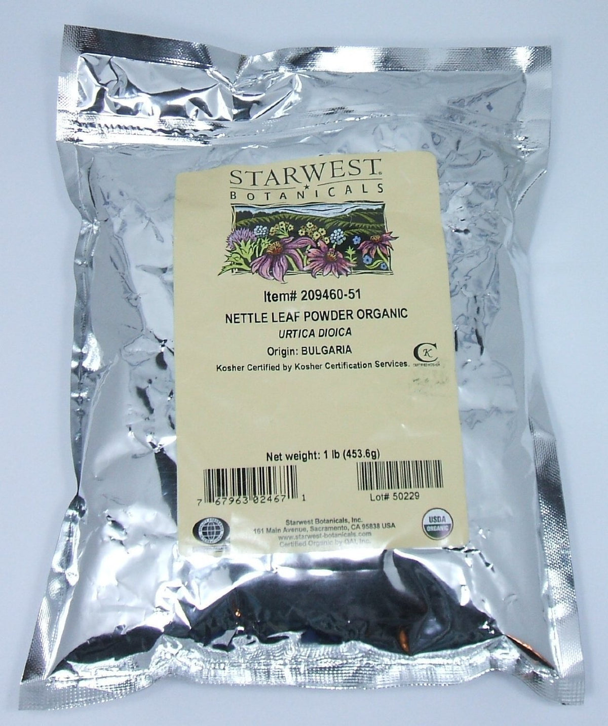 Starwest Botanicals Organic Nettle Leaf Powder - 1 lb