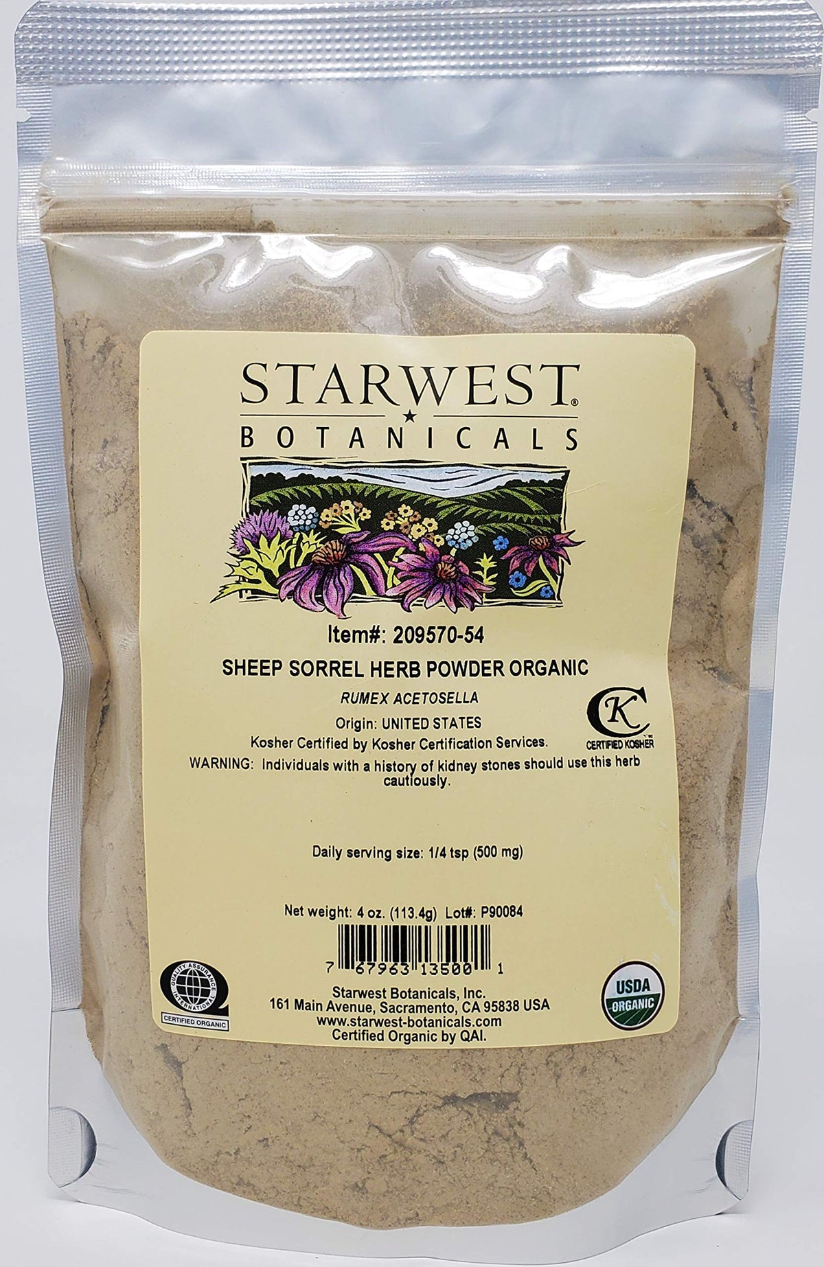 Starwest Botanicals Organic Sheep Sorrel Herb Powder - 4 Oz
