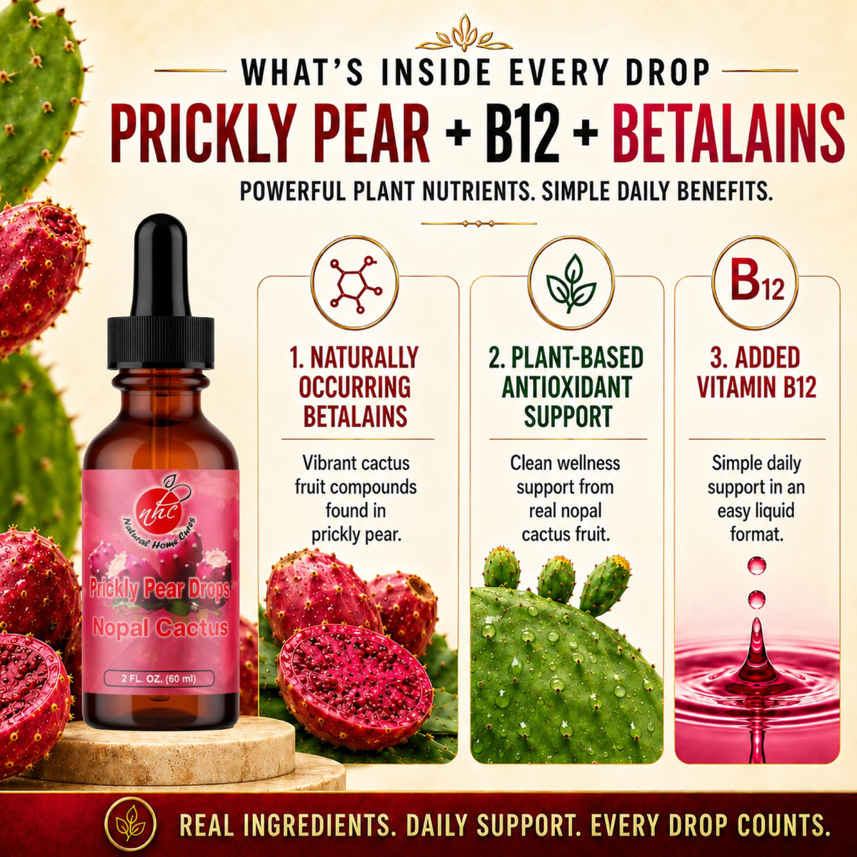 Natural Home Cures Prickly Pear Drops with Vitamin B12