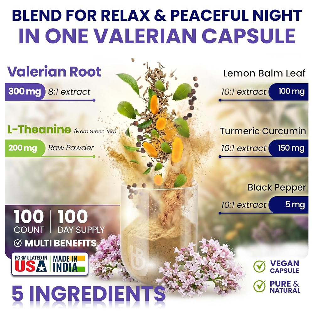 Herbpy Valerian Root Extract 5-in-1 Capsules - 100 Count - image 2