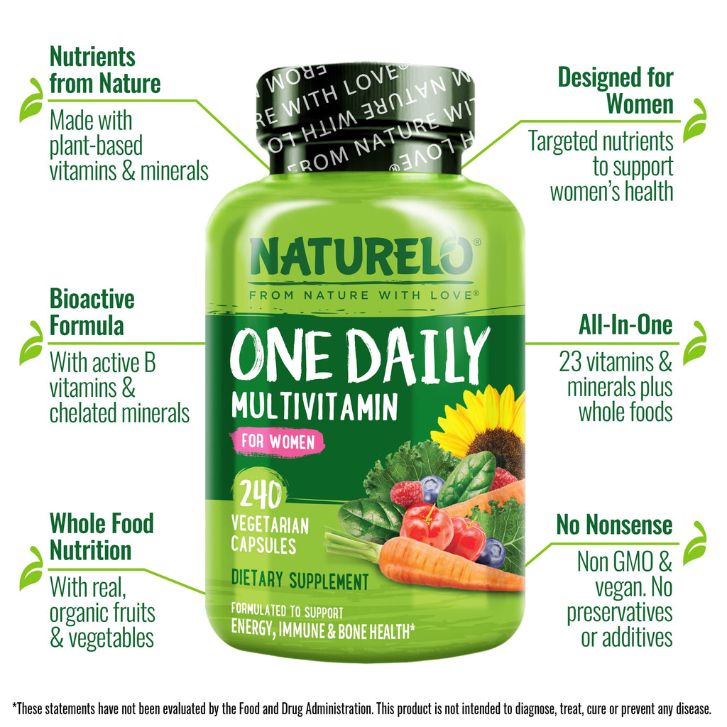 NATURELO One Daily Multivitamin for Women with B12 - 240 Capsules - image 4