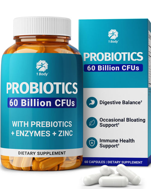 1 Body Probiotic 60 Billion with Prebiotics & Enzymes - 60 Vegan Caps