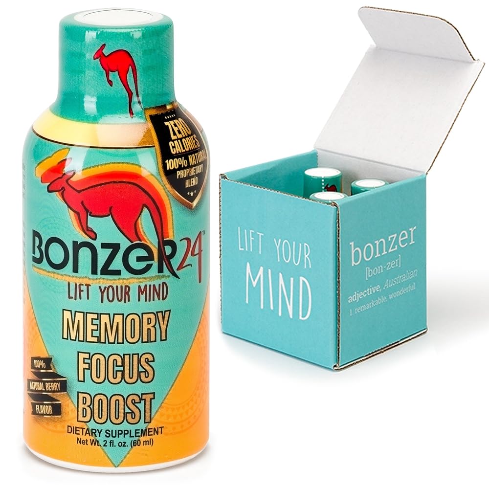 Bonzer24 Brain Support Shot Energy Drink Alternative - 12 Pack