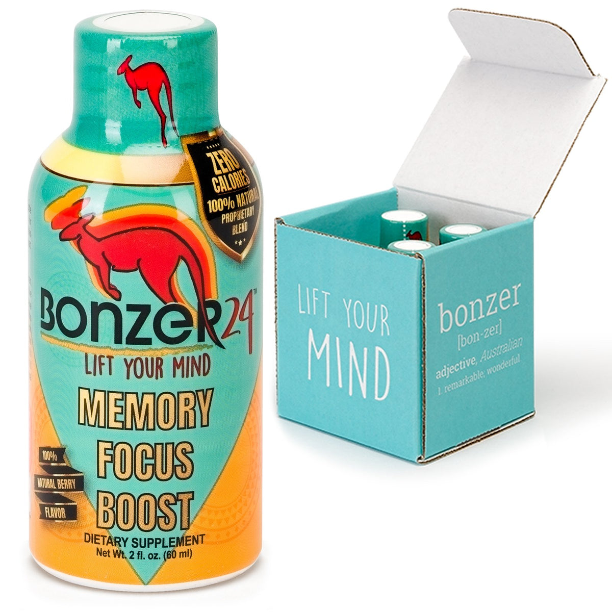 Bonzer24 Brain Support Shot Energy Drink Alternative - 12 Pack