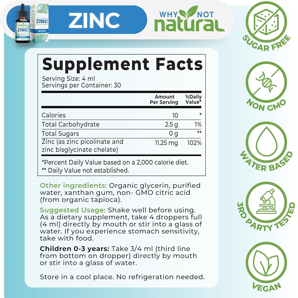 Why Not Natural Organic Liquid Zinc Drops - 4 Fl Oz - image 5