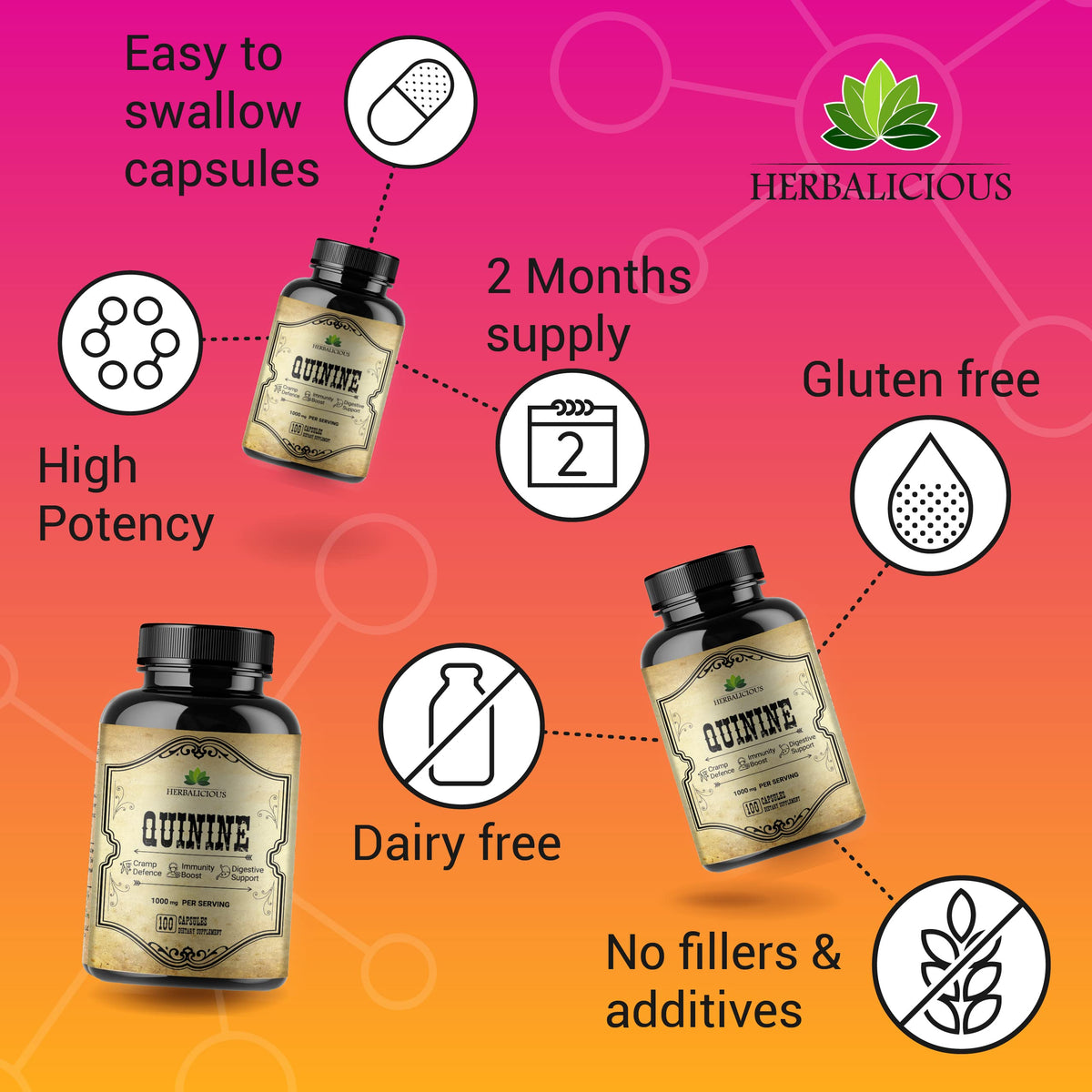 HERBALICIOUS Quinine Liquid Extract Cinchona Officinalis Bark Herbal
