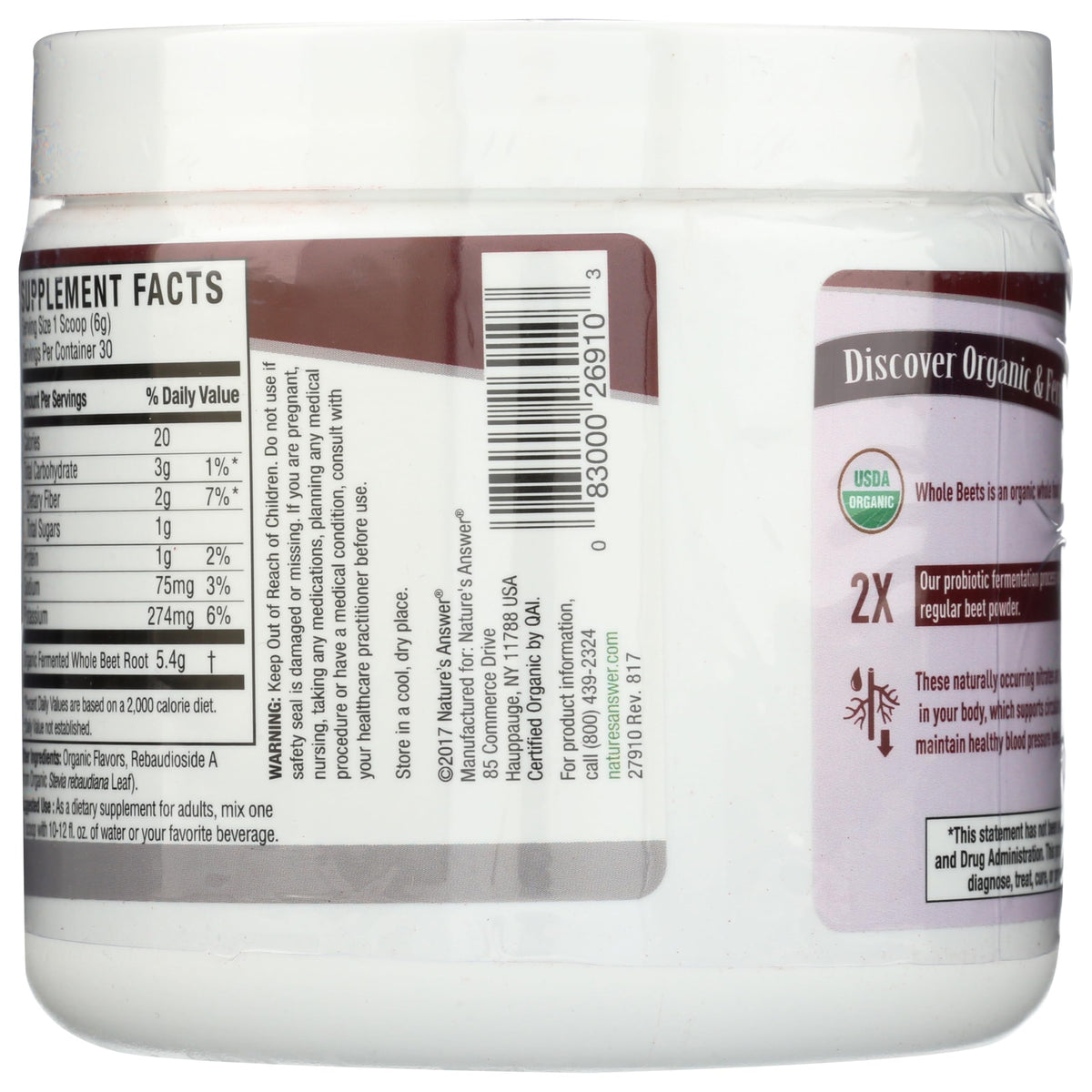 Nature's Answer Whole Beet Root Powder Organic Fermented - 6.34 oz - image 2