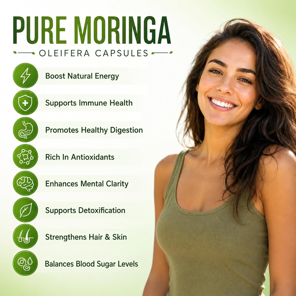 MEDI BOTIC Organic Moringa Capsules 800mg, 3rd Party Tested & Non-GMO