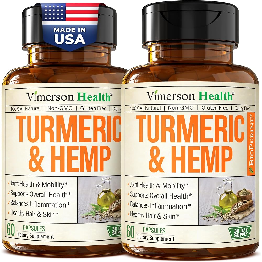 Vimerson Health Turmeric Curcumin with Hemp Seeds & Lemon Balm - 120 Capsules
