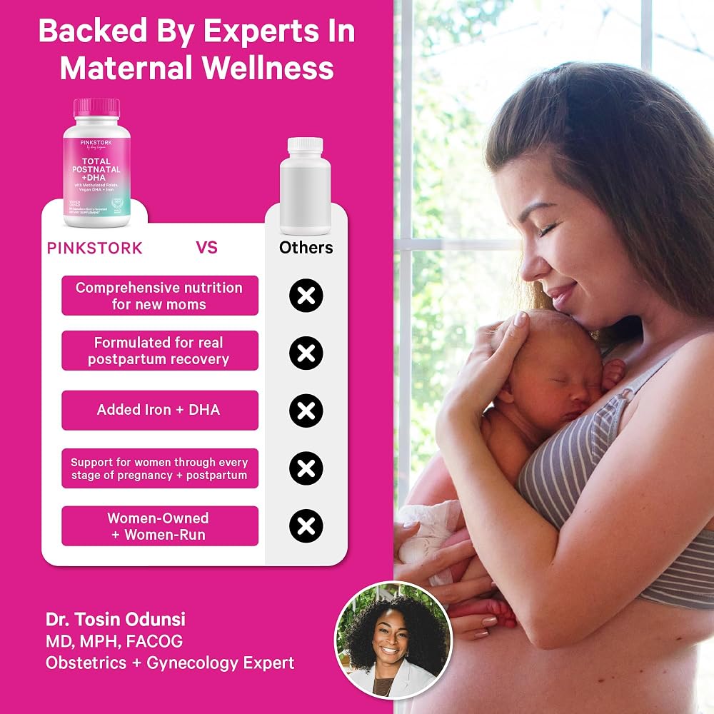 Pink Stork Total Postnatal + DHA with Iron - 180 Capsules - image 3