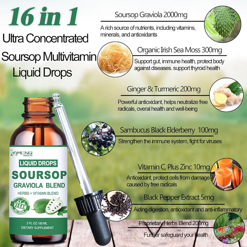AMENQ hHEALTH Soursop Bitters Liquid Drops with Sea Moss - 2 Fl Oz - image 5