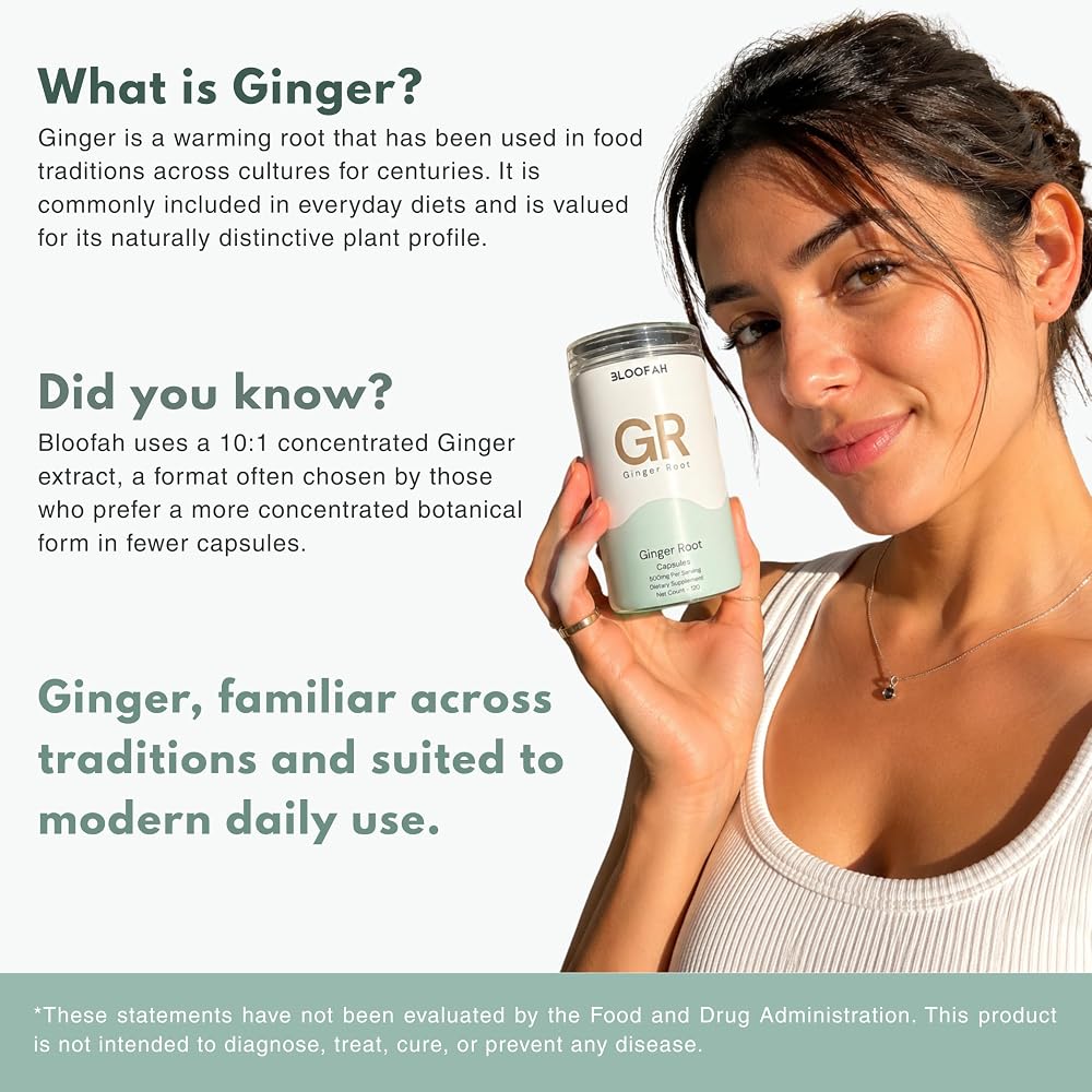 Bloofah Ginger Root 500mg 10:1 Extract Capsules - 120 Count - image 3