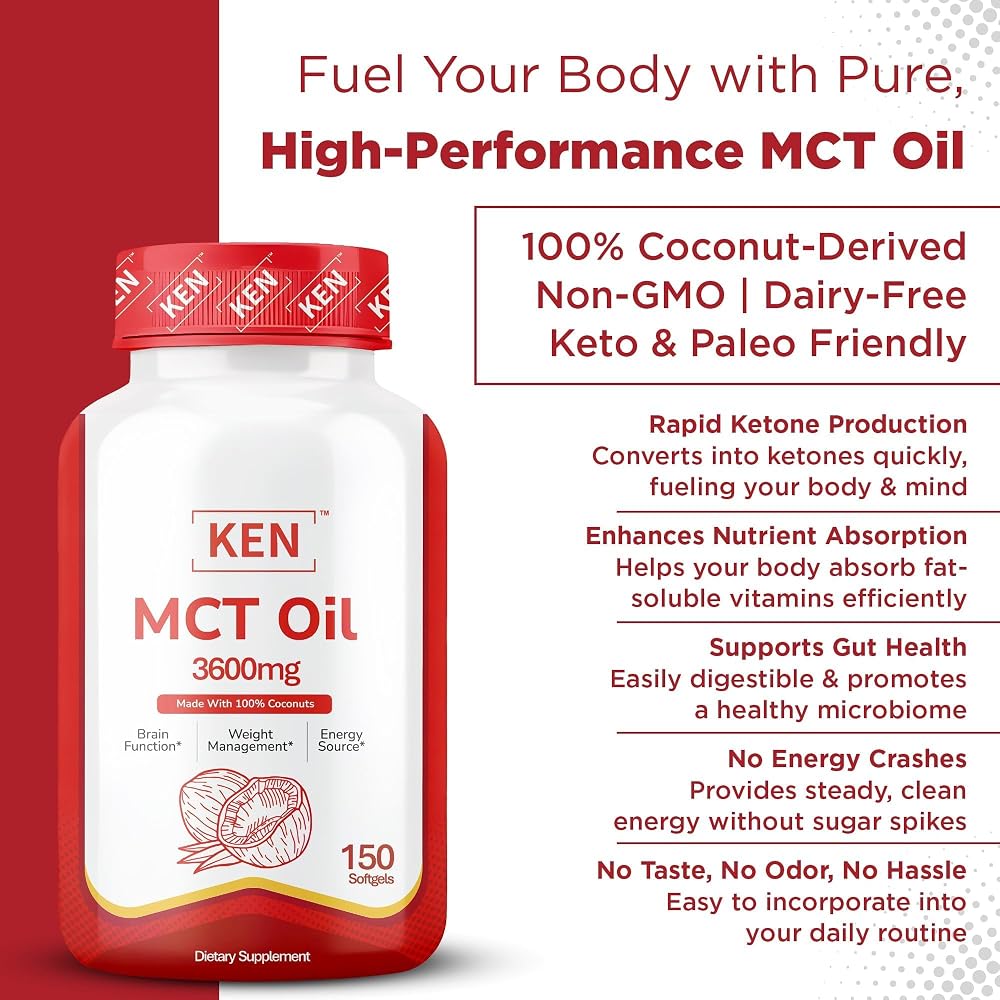 KEN Premium MCT Oil 3600mg Keto Supplement - 1 Softgels - image 7