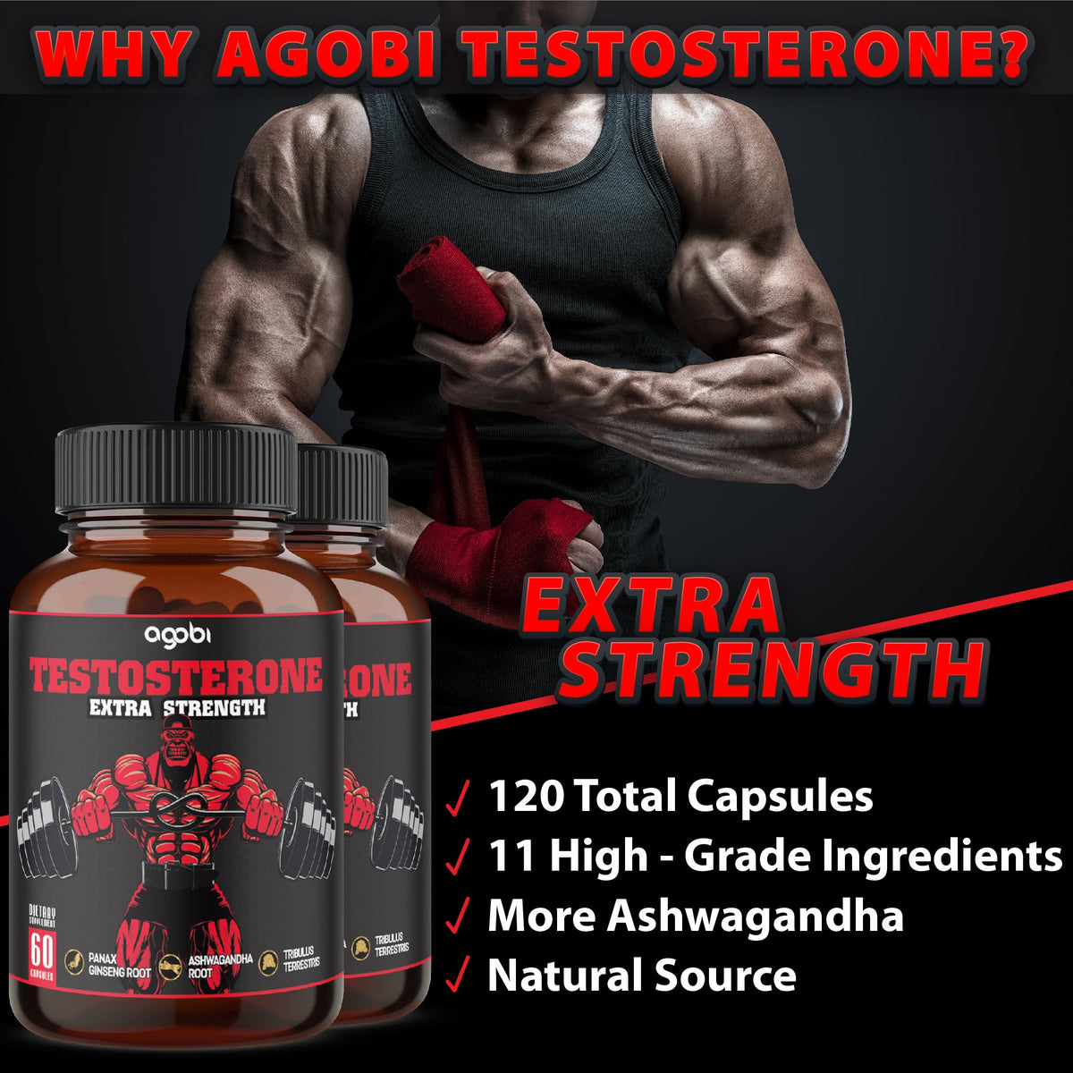 Agobi Herbal Test Support for Male Supplement - 120 Capsules - image 5