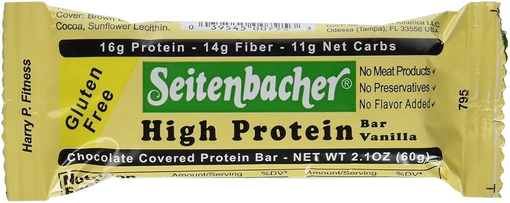 Seitenbacher Chocolate Covered Protein Bar Vanilla - 12 Pack