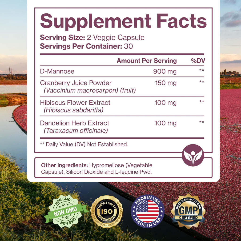 Pure Micronutrients D-Mannose 900mg with Cranberry - 60 Capsules - image 6
