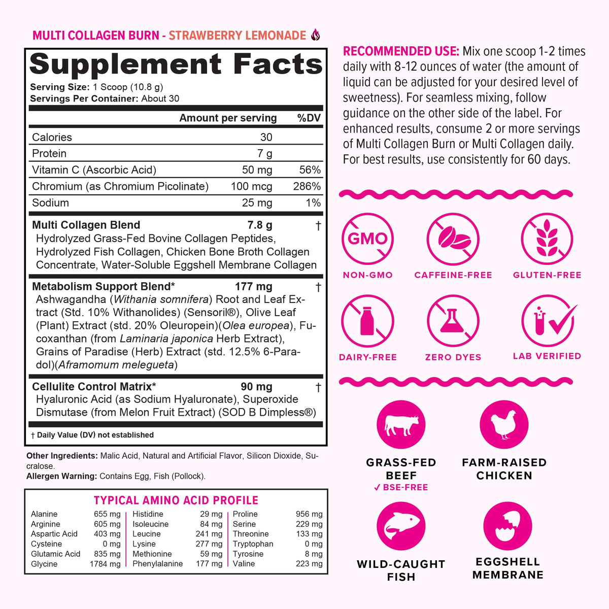 Vitauthority Multi Collagen Burn Hydrolyzed Protein Peptides - 30 Servings - image 2