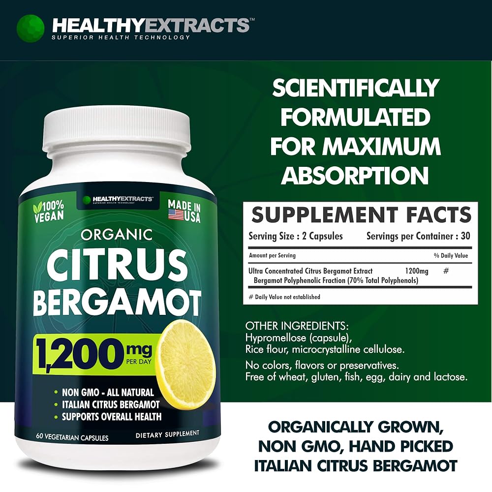 Healthy Extracts Citrus Bergamot Supplement 1200mg - 60 Capsules - image 6