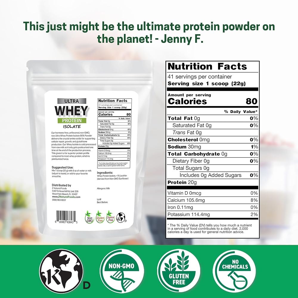 Z Natural Foods Ultra Whey Protein Isolate Powder - 2 lb - image 2