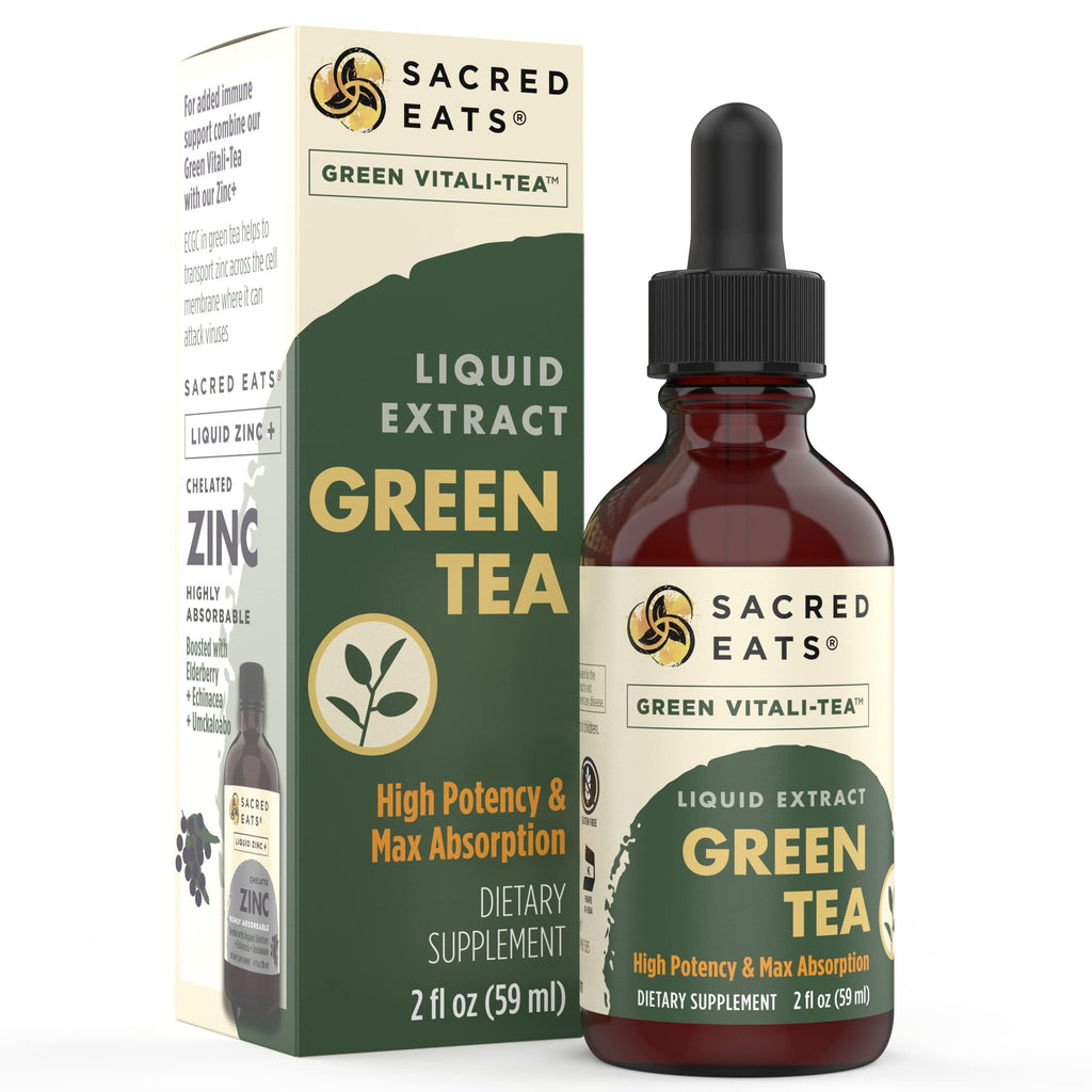 Sacred Eats Green Tea Liquid Extract Drops for Gentle Energy - 2 Fl Oz